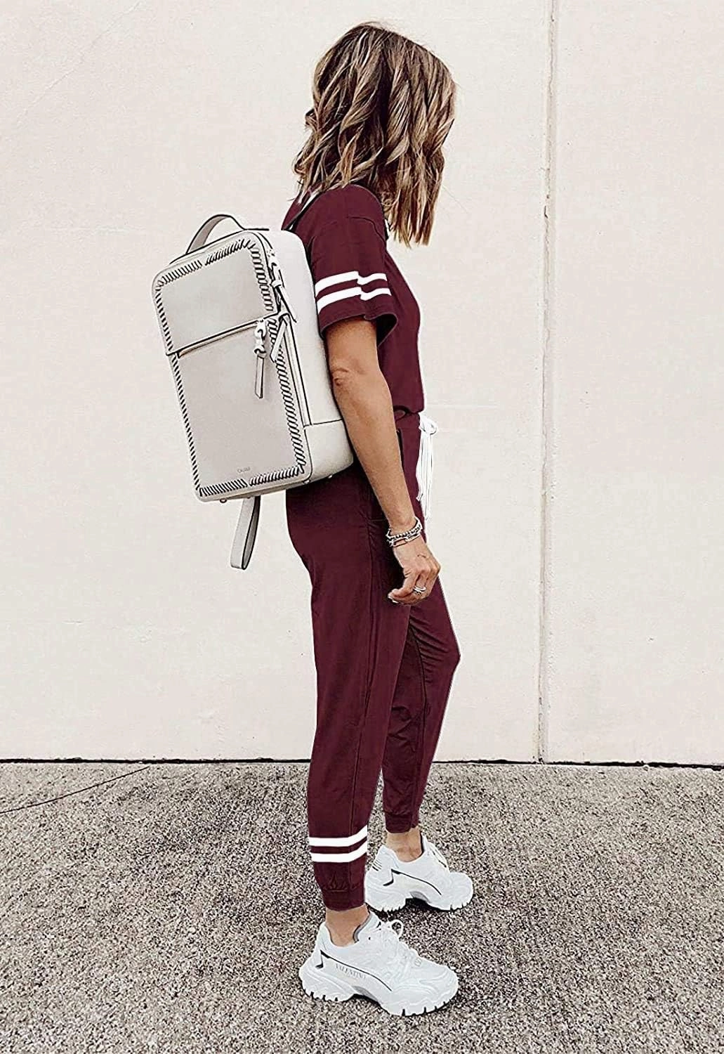 PRETTYGARDEN Women Summer Two Piece Outfits Striped Short Sleeve Pullover and Long Pants Tracksuit Travel Pajama Lounge Set