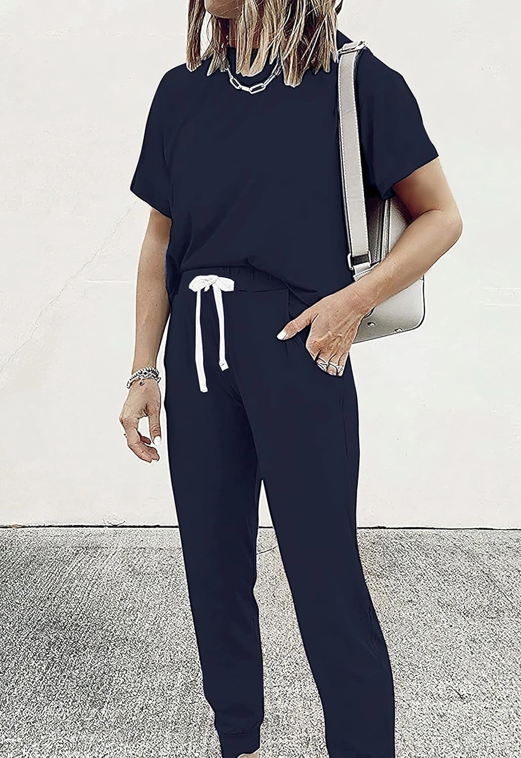 PRETTYGARDEN Women Summer Two Piece Outfits Striped Short Sleeve Pullover and Long Pants Tracksuit Travel Pajama Lounge Set