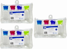 Quality Choice 6 Piece Travel Kit with Bonus ID Labels and Bag, Ideal for Shampoos, Conditioners, and Lotions (6 Piece (Pack of 3))