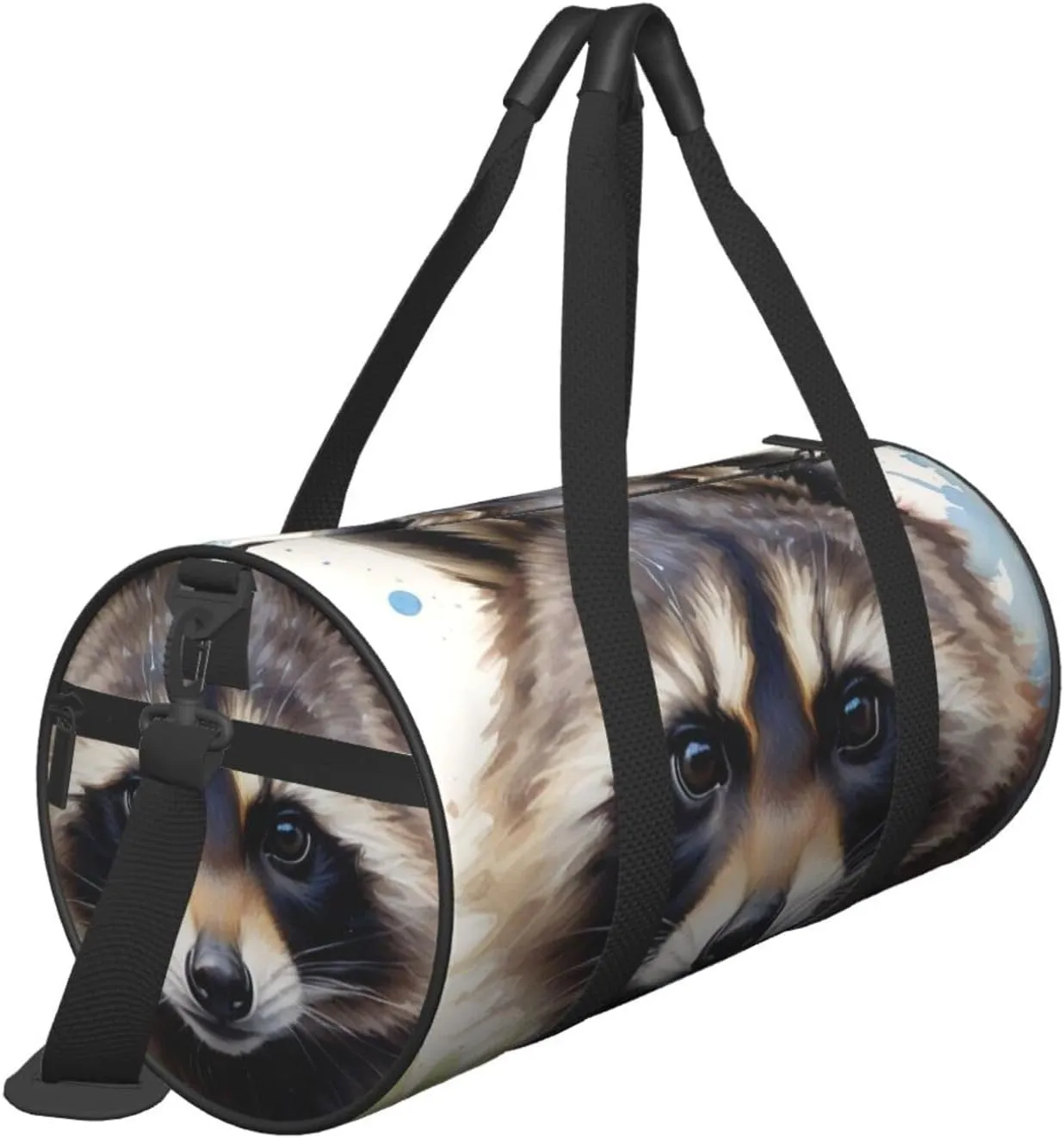 raccoon Printed Travel Bag,Round Personal Item Storage bag,Foldie Duffel Bag for Traveling Vacation,Fitness,Sports