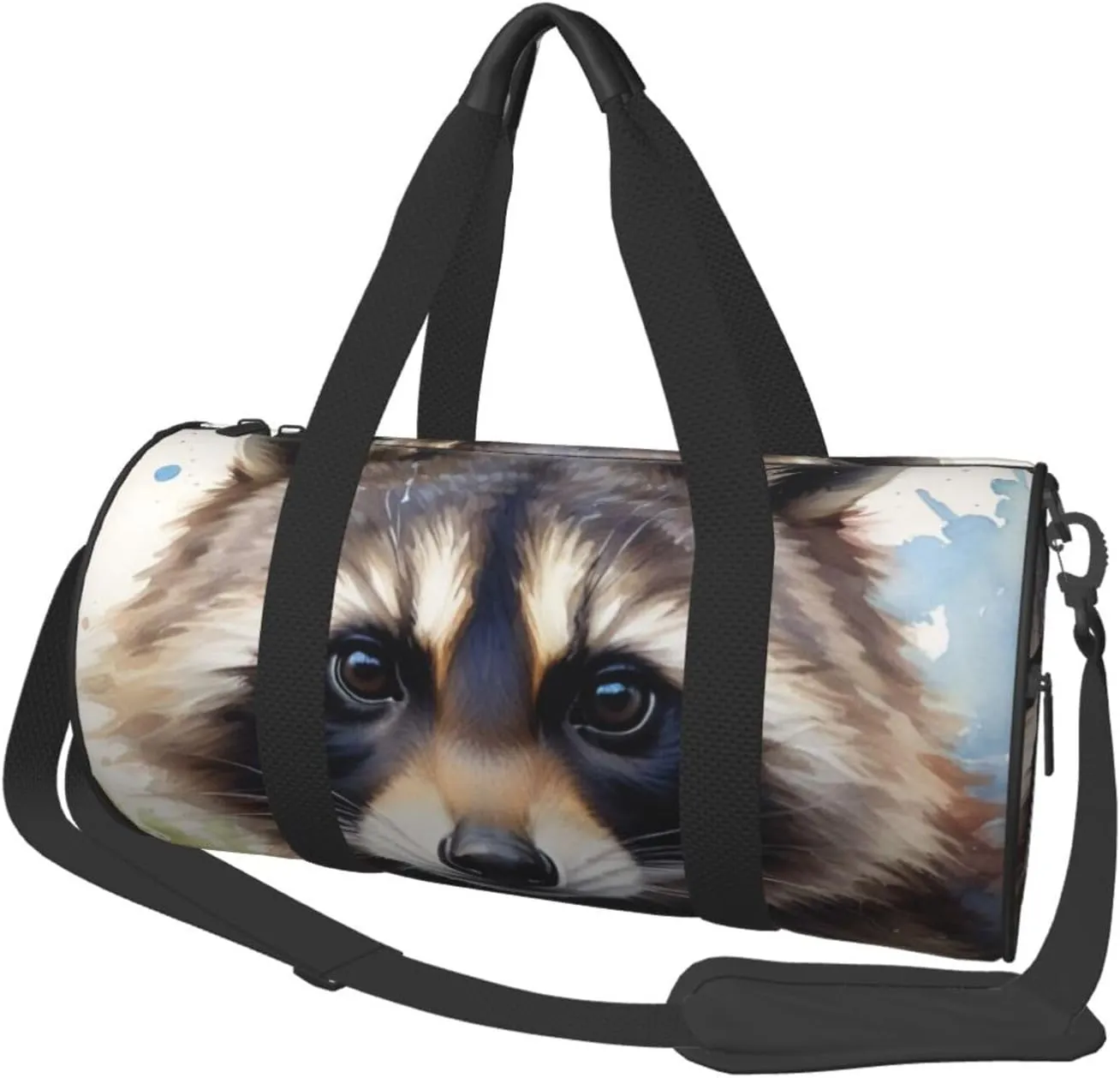 raccoon Printed Travel Bag,Round Personal Item Storage bag,Foldie Duffel Bag for Traveling Vacation,Fitness,Sports