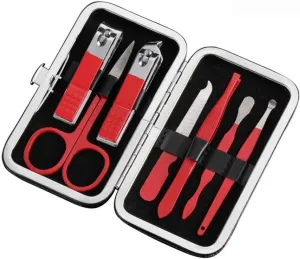 Red 7-Piece Nail Tool Set, Nail Clippers, Nail Scissors, Beauty Manicure, Nail Clippers