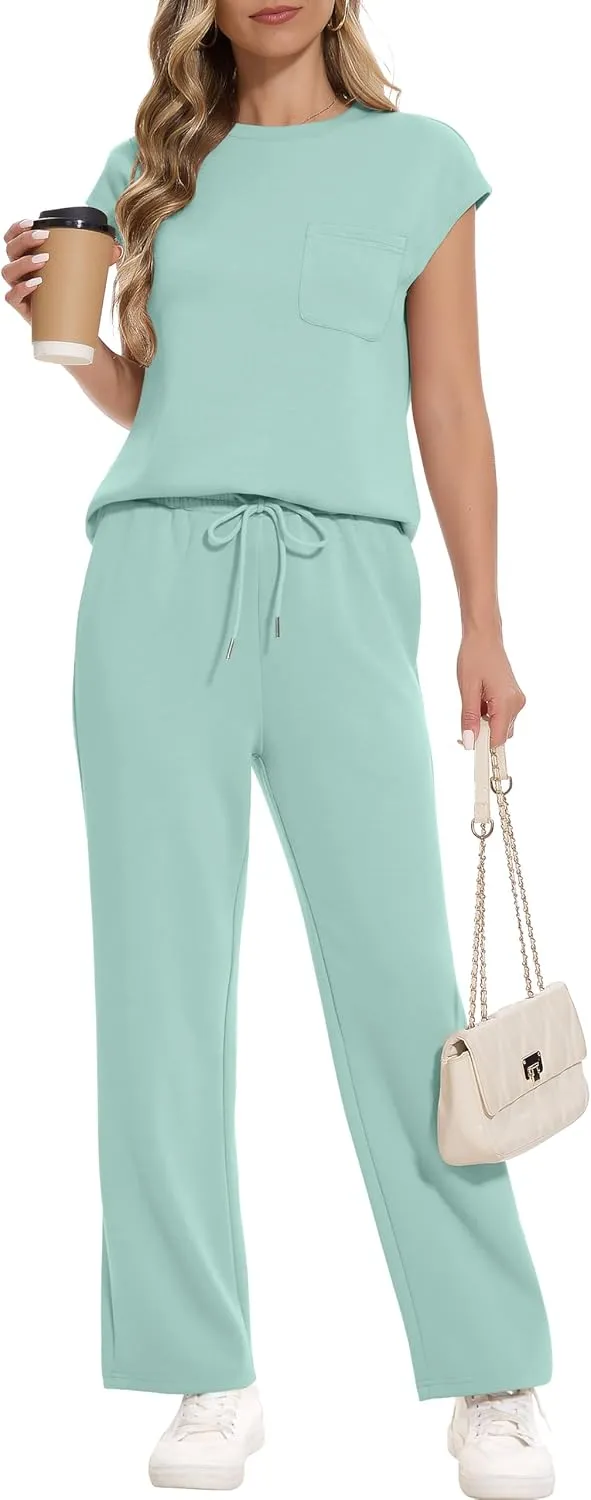 RUBZOOF Lounge Sets for Women 2 Piece Track Suits Outfits 2025 Travel Summer Casual Outfit Sets Matching Pants Set Clothing
