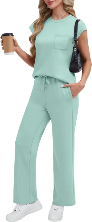 RUBZOOF Lounge Sets for Women 2 Piece Track Suits Outfits 2025 Travel Summer Casual Outfit Sets Matching Pants Set Clothing