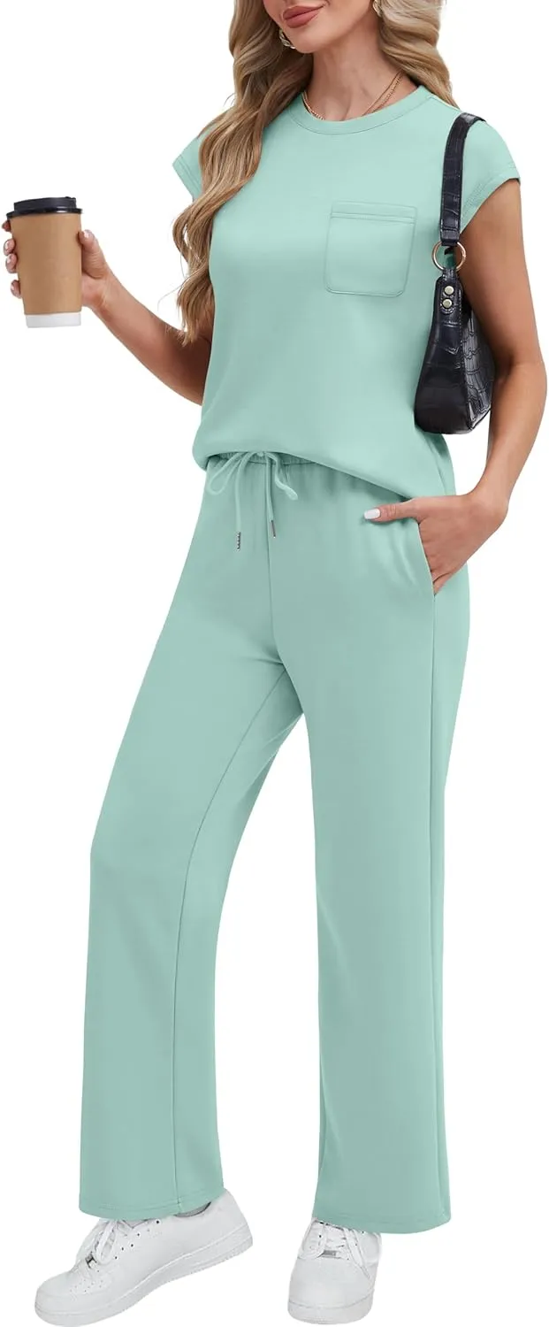 RUBZOOF Lounge Sets for Women 2 Piece Track Suits Outfits 2025 Travel Summer Casual Outfit Sets Matching Pants Set Clothing