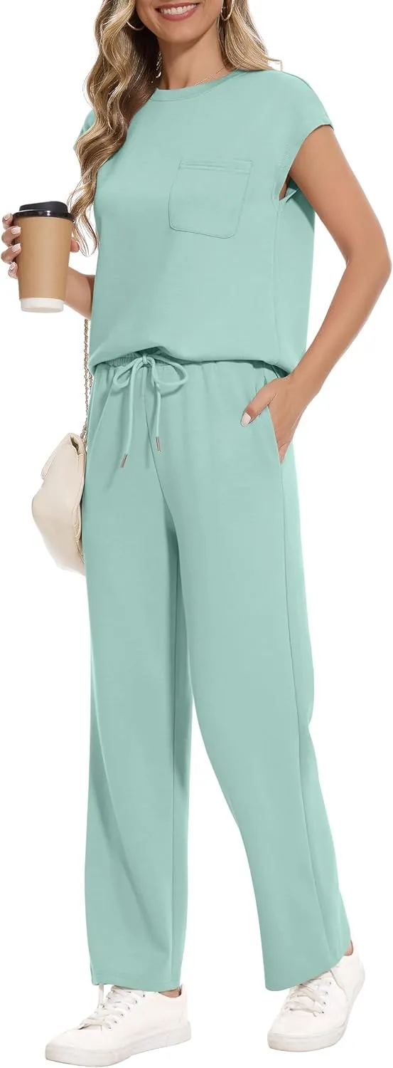 RUBZOOF Lounge Sets for Women 2 Piece Track Suits Outfits 2025 Travel Summer Casual Outfit Sets Matching Pants Set Clothing