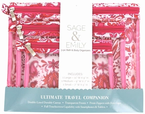 Sage & Emily SAGE3P-U24 3 Piece Bath and Body Organizer Ultimate Travel Companion, One Size