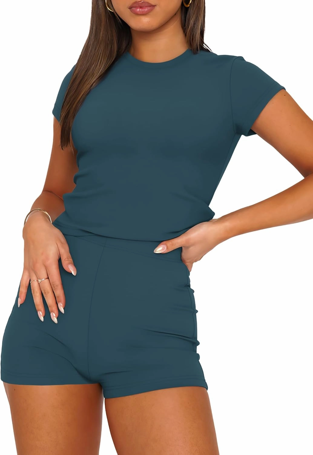 SAMPEEL Womens Two Piece Lounge Sets Casual Summer Outfits 2 Piece Short Matching Clothing Set
