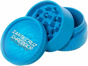Santa Cruz Shredder Grinder for Herbs Knurled Top for Stronger Grip 3-Piece 2.2" (Blue)