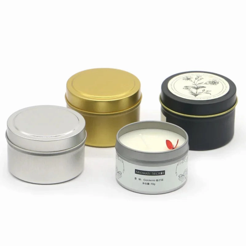 Set Of 5 / 10 Piece 4Oz Black Round Candle Jars For Travel