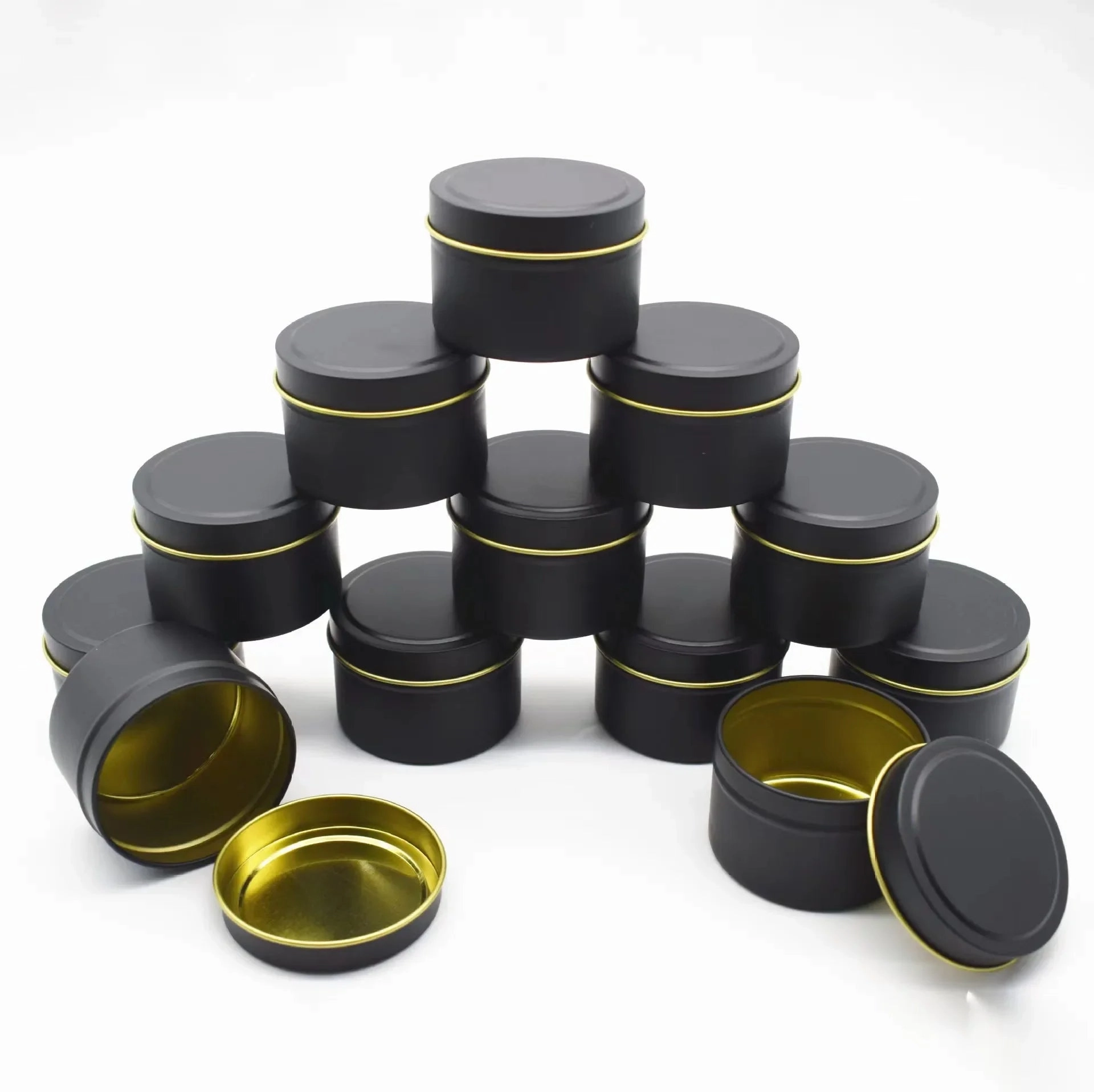 Set Of 5 / 10 Piece 4Oz Black Round Candle Jars For Travel