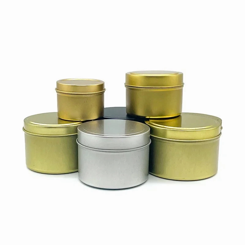 Set Of 5 / 10 Piece 4Oz Black Round Candle Jars For Travel