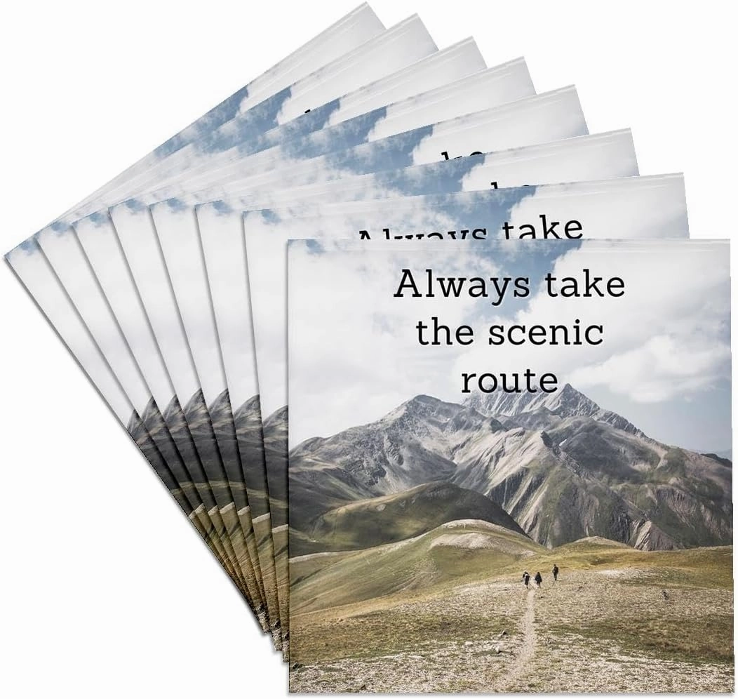 Set of 8 Ceramic Tile Coasters - Unique Travel Always take The Scenic Road 3dRose-Travel Quotes