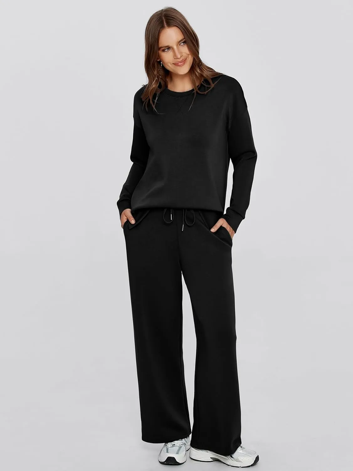 Simplee Lounge Sets for Women 2 Piece Sweat Pants Sets Sweatsuit Sweatshirt Sweatpants Tracksuit