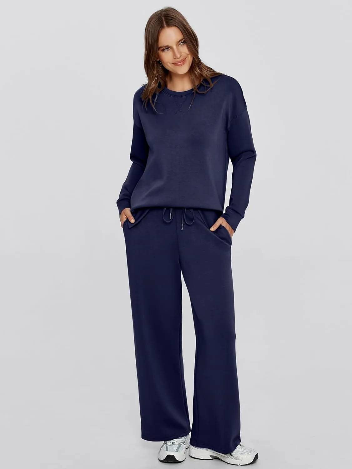 Simplee Lounge Sets for Women 2 Piece Sweat Pants Sets Sweatsuit Sweatshirt Sweatpants Tracksuit