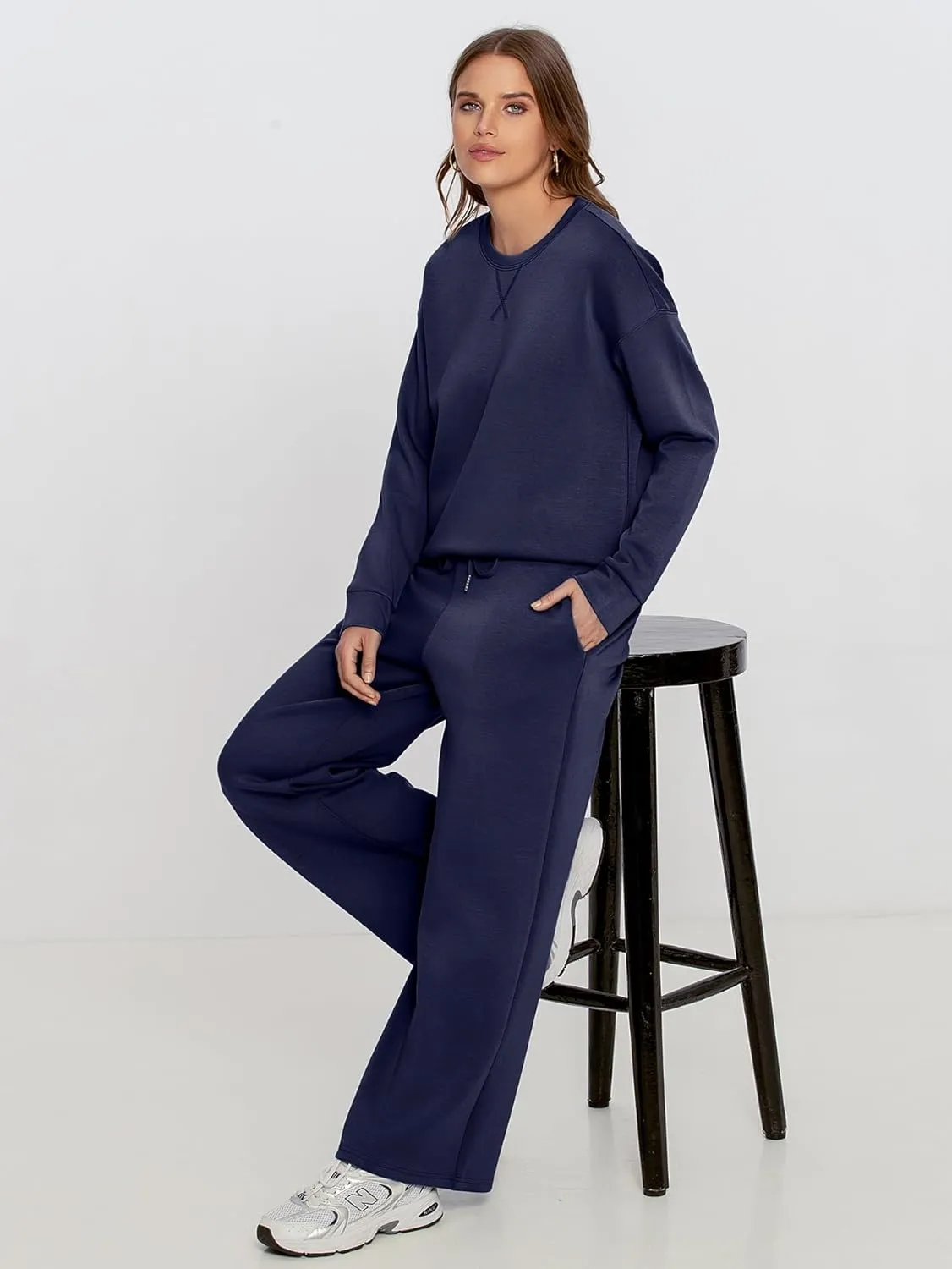 Simplee Lounge Sets for Women 2 Piece Sweat Pants Sets Sweatsuit Sweatshirt Sweatpants Tracksuit