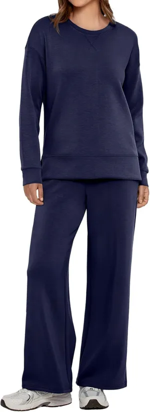 Simplee Lounge Sets for Women 2 Piece Sweat Pants Sets Sweatsuit Sweatshirt Sweatpants Tracksuit