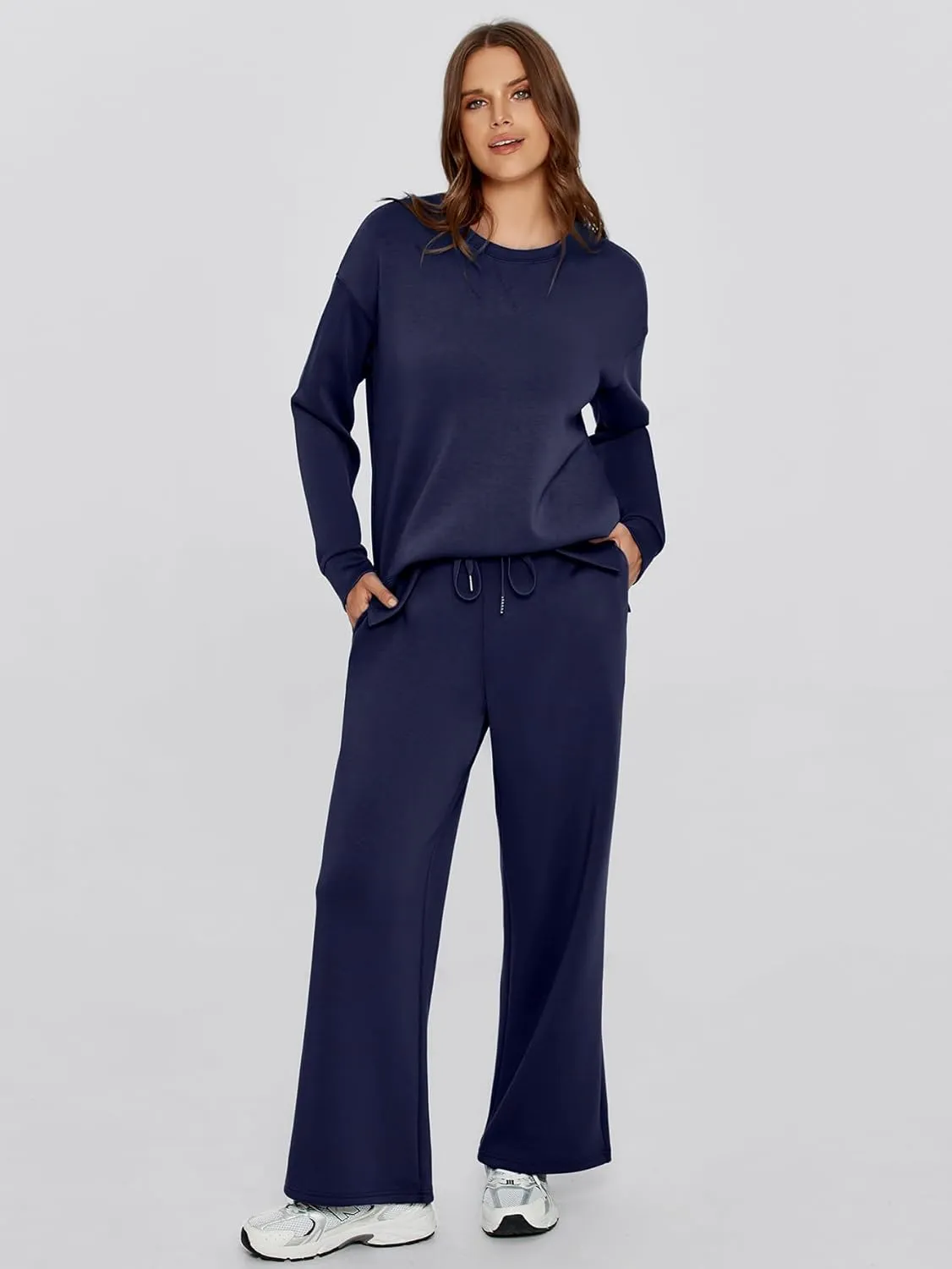 Simplee Lounge Sets for Women 2 Piece Sweat Pants Sets Sweatsuit Sweatshirt Sweatpants Tracksuit