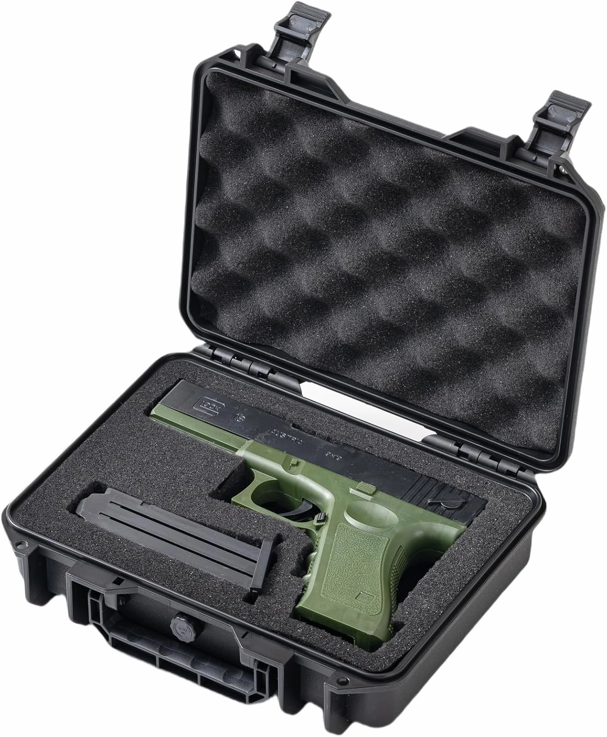 small Hand gun Case for Pistol TSA Approved Small Pistol Hard Case Shell DIY Waterproof & Shockproof Air Travel Lockable 9mm Gun Case
