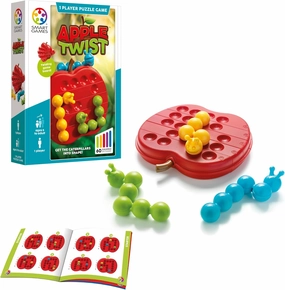 SmartGames Apple Twist Travel Puzzle Game with 60 Challenges for Ages 5 - Adult
