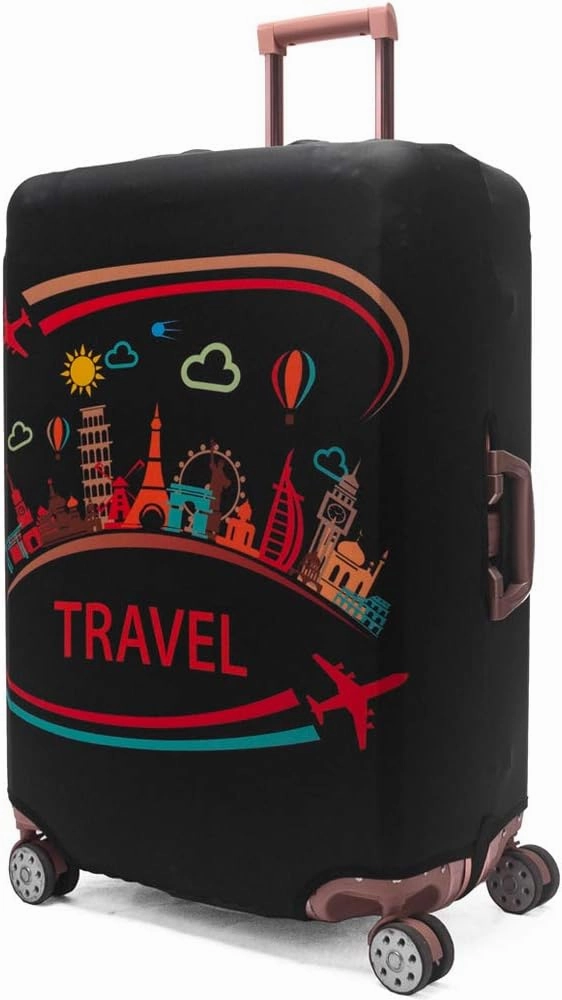 Spandex Travel Luggage Protector Suitcase Cover Fit 23-32 Inch Luggage (Black-travel, L(26"-28" luggage))