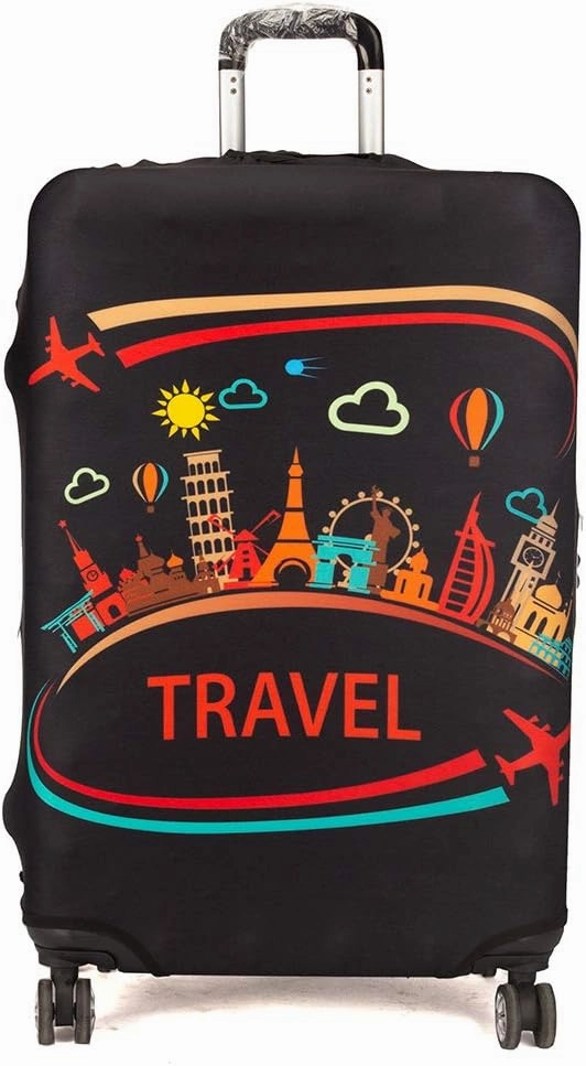 Spandex Travel Luggage Protector Suitcase Cover Fit 23-32 Inch Luggage (Black-travel, L(26"-28" luggage))