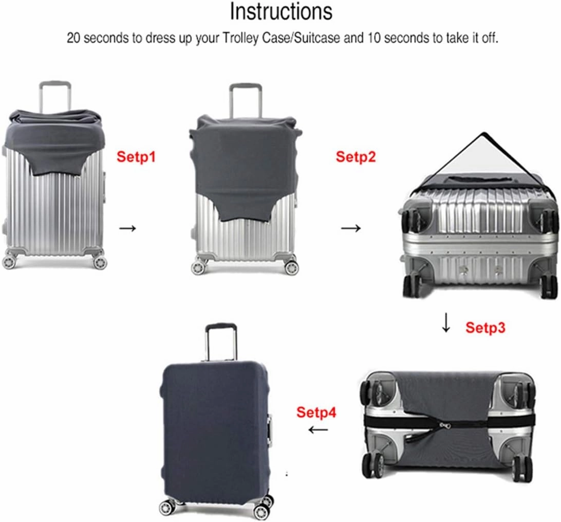 Spandex Travel Luggage Protector Suitcase Cover Fit 23-32 Inch Luggage (Black-travel, L(26"-28" luggage))