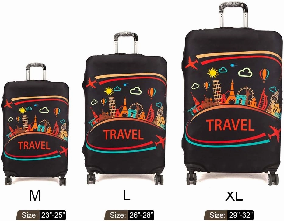 Spandex Travel Luggage Protector Suitcase Cover Fit 23-32 Inch Luggage (Black-travel, L(26"-28" luggage))