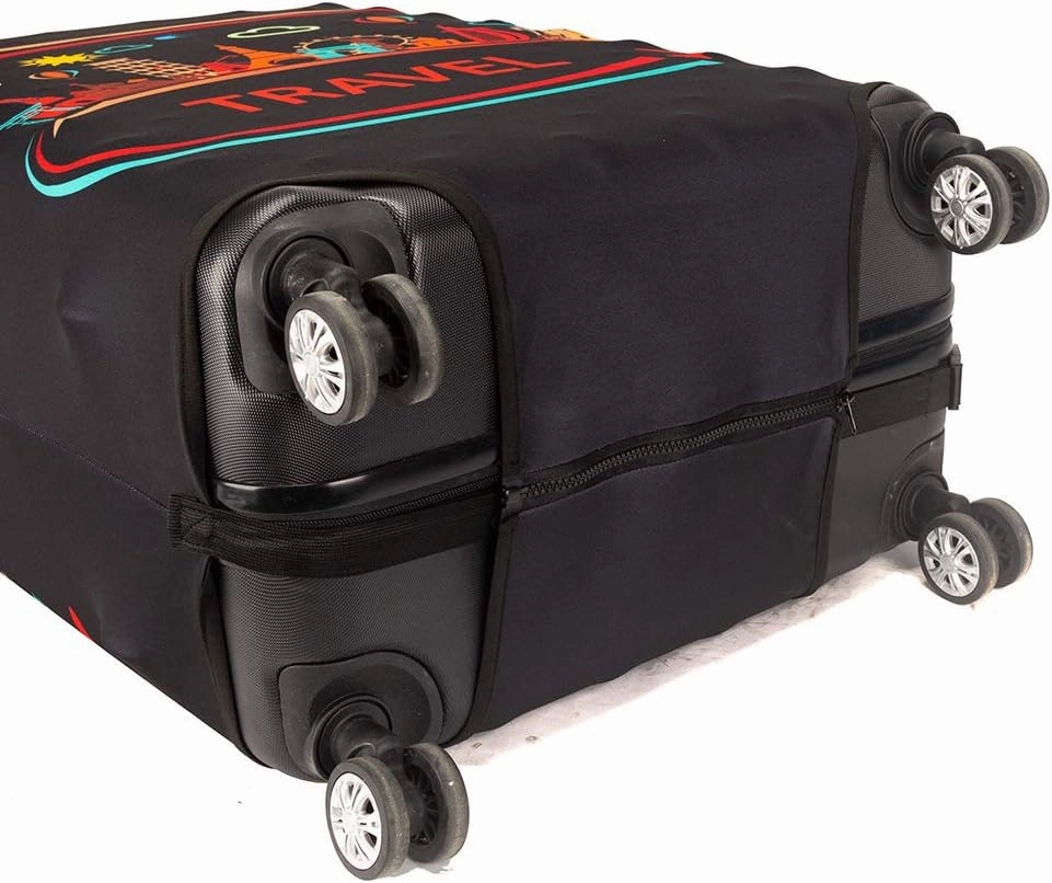 Spandex Travel Luggage Protector Suitcase Cover Fit 23-32 Inch Luggage (Black-travel, L(26"-28" luggage))
