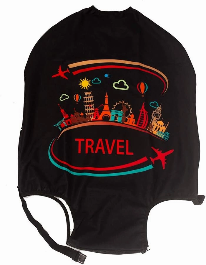 Spandex Travel Luggage Protector Suitcase Cover Fit 23-32 Inch Luggage (Black-travel, L(26"-28" luggage))