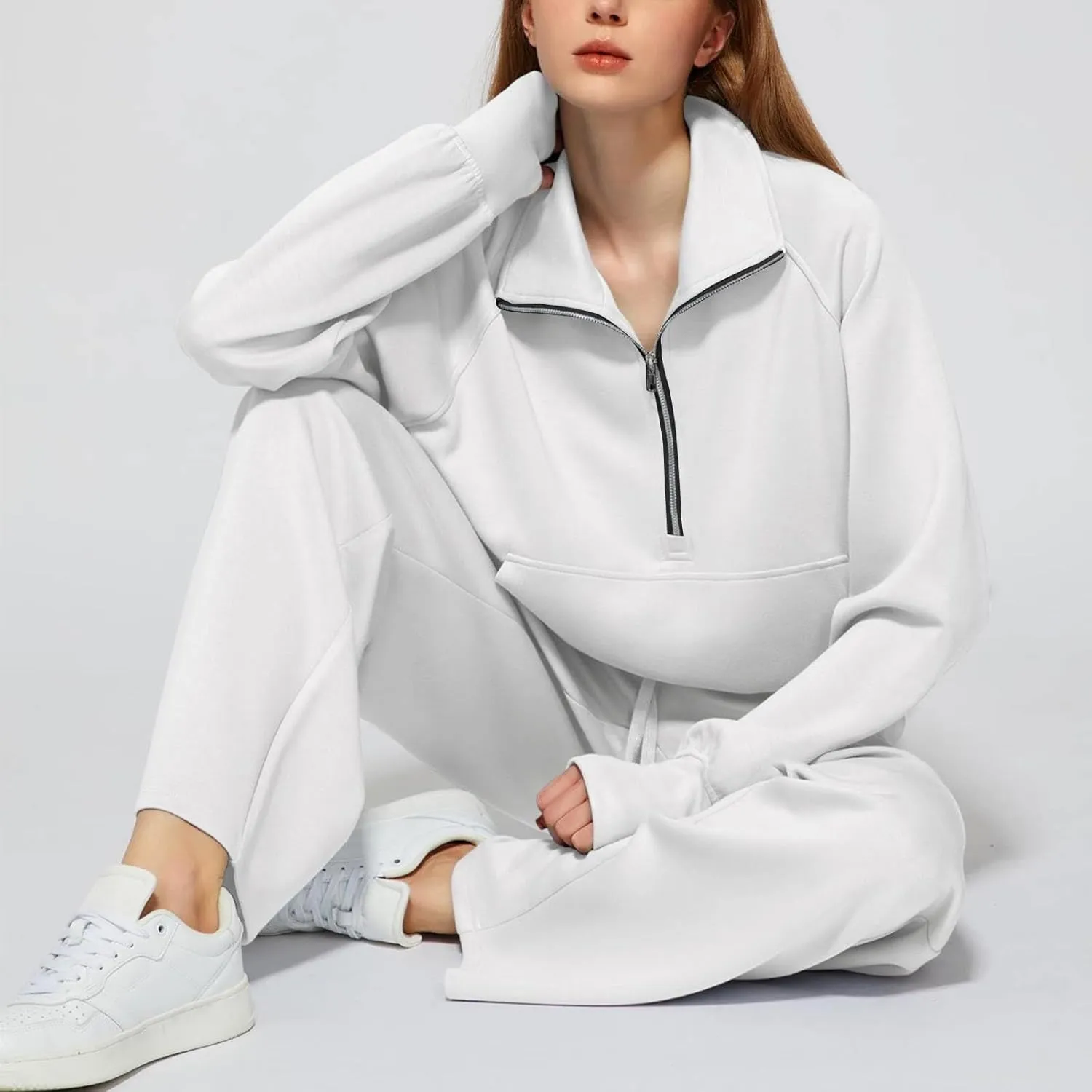 Spring Travel Outfits Daily Solid Color Pants Spring and Autumn Set Loose Baggy Wide Leg Pants Comfortable Sets