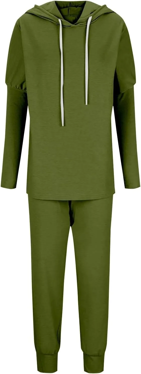 Spring Travel Outfits Outfits Long Sleeve Hoodies and Long Pant Sets Fall Winter High Waisted Pants Set Tracksuit