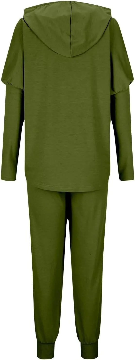 Spring Travel Outfits Outfits Long Sleeve Hoodies and Long Pant Sets Fall Winter High Waisted Pants Set Tracksuit