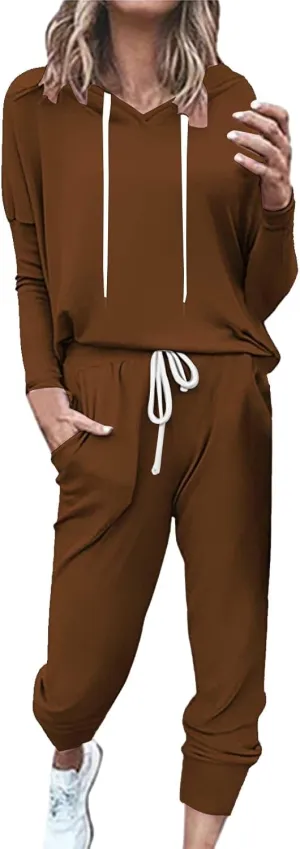 Spring Travel Outfits Outfits Long Sleeve Hoodies and Long Pant Sets Fall Winter High Waisted Pants Set Tracksuit