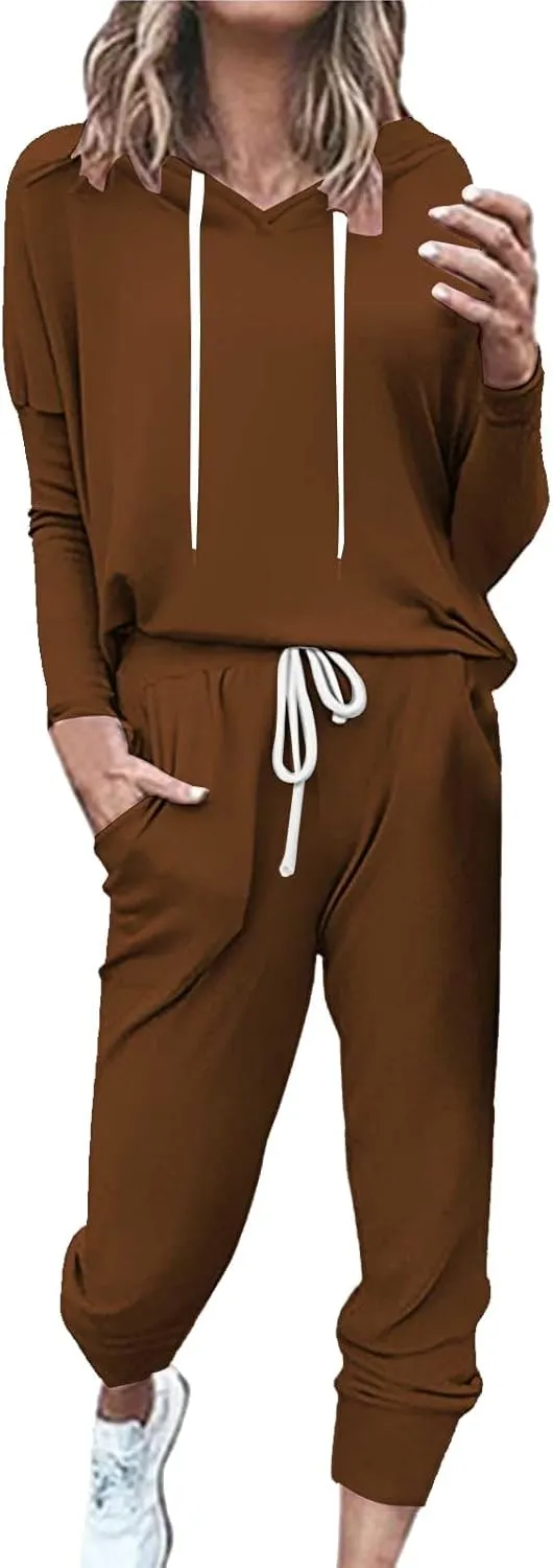 Spring Travel Outfits Outfits Long Sleeve Hoodies and Long Pant Sets Fall Winter High Waisted Pants Set Tracksuit