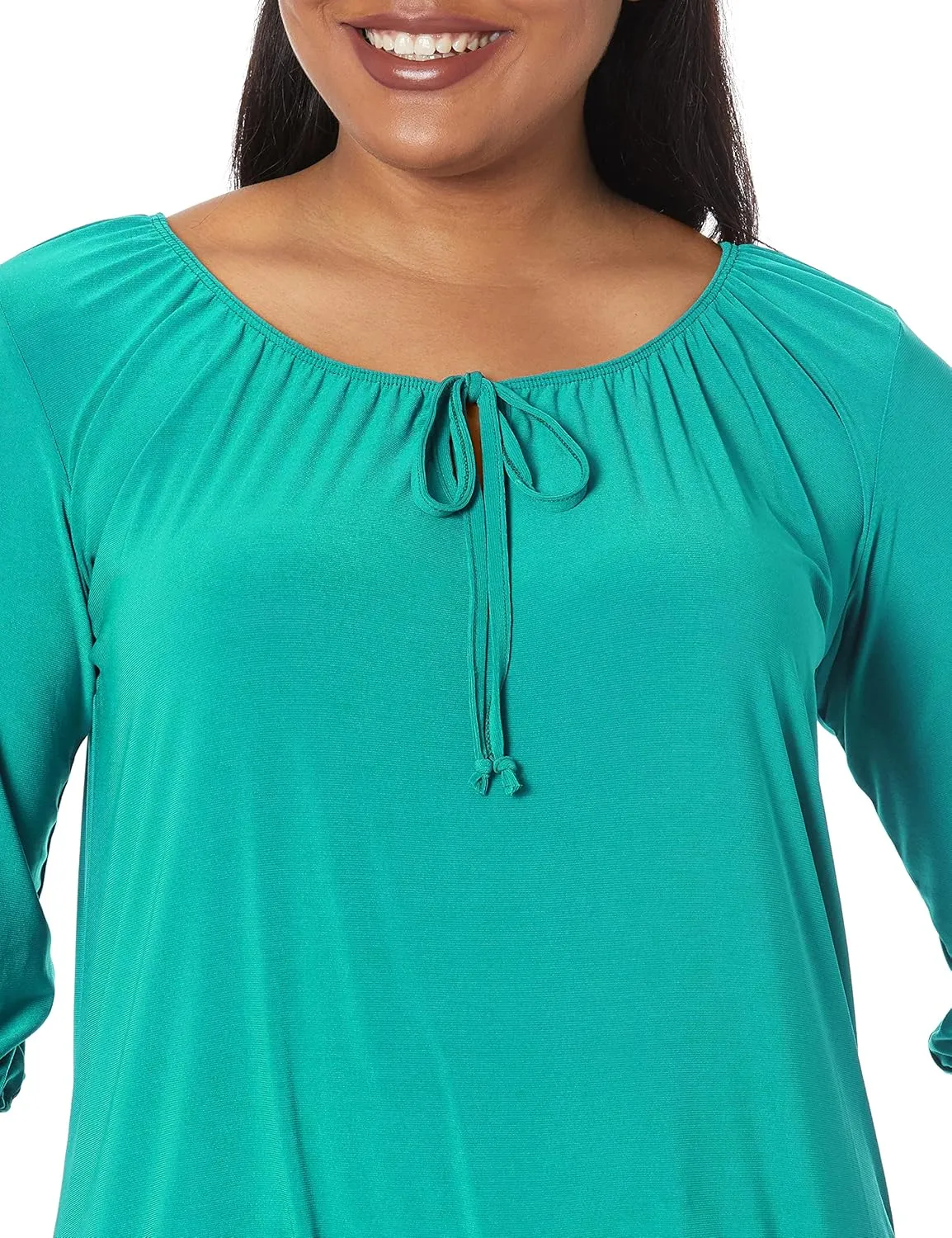 Star Vixen Women's 3/4 Sleeve, Front Tie Peasant Top