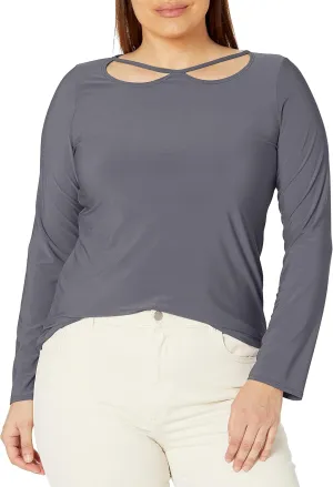 Star Vixen Women's Long Sleeve Cutout Neckline Fashion Top