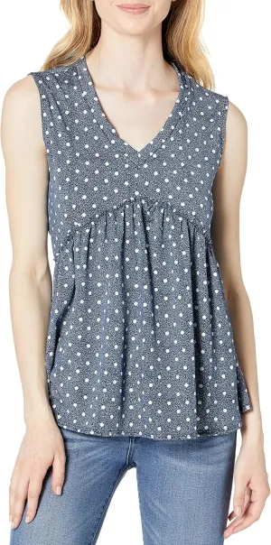 Star Vixen Women's Sleeveless Babydoll Top with V Neck