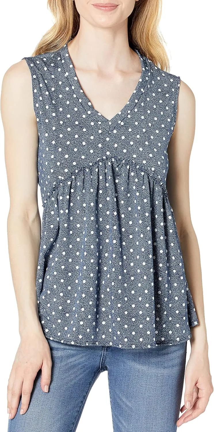 Star Vixen Women's Sleeveless Babydoll Top with V Neck