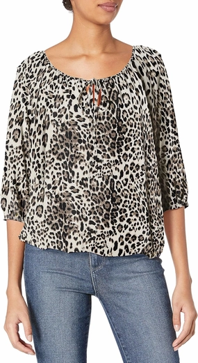 Star Vixen Women's 3/4 Sleeve, Front Tie Peasant Top