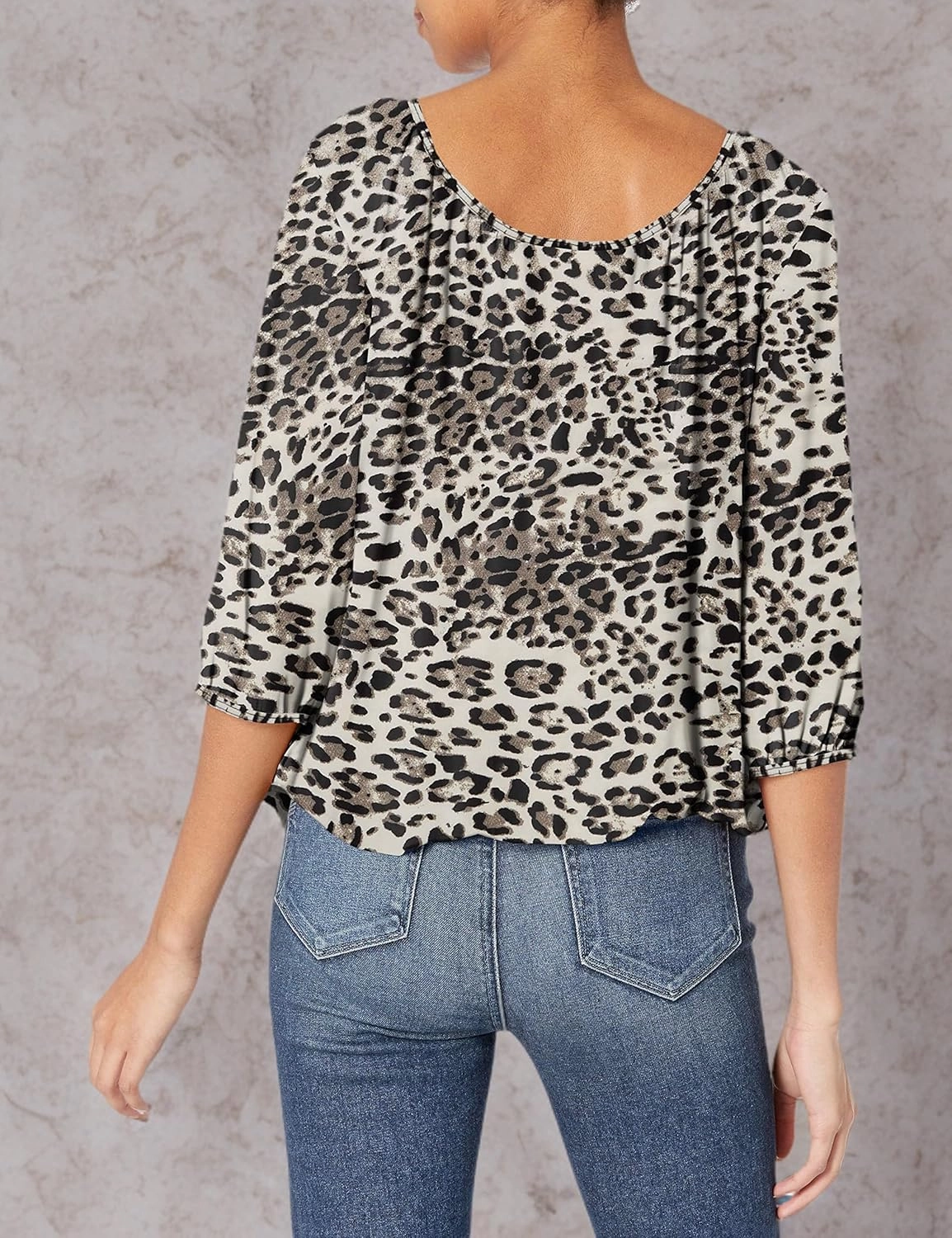 Star Vixen Women's 3/4 Sleeve, Front Tie Peasant Top
