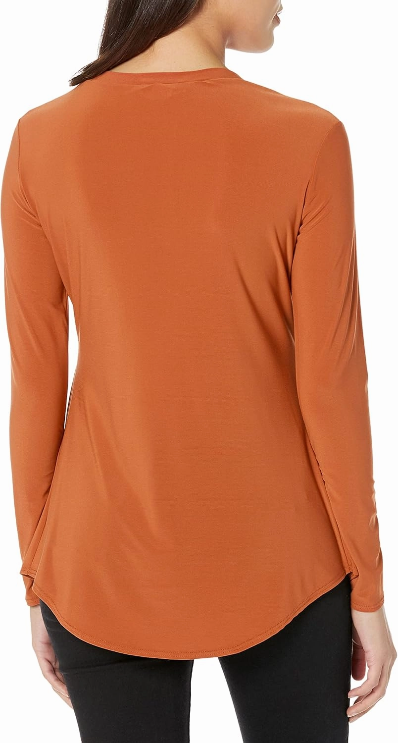 Star Vixen Women's Long Sleeve Babydoll Top with V Neck
