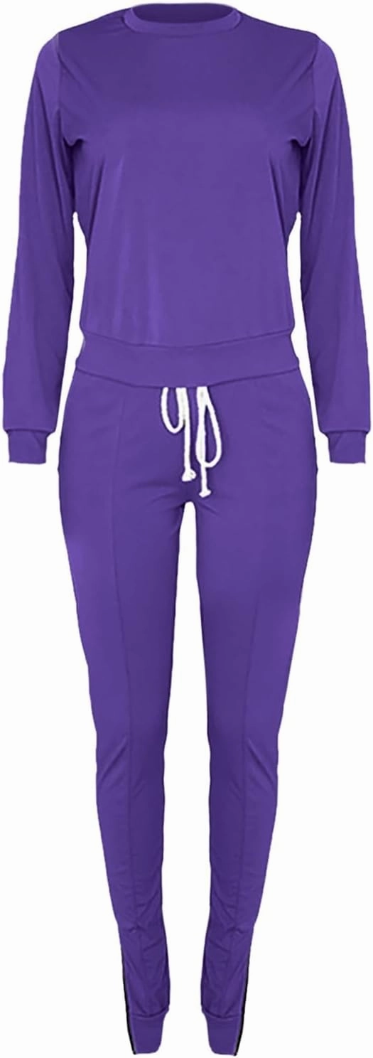 Stessotudo Women’s Two Piece Outfits Casual Solid Jogger Pant Sets with Pocket Long Sleeve Sweatshirt Trendy Comfy Loungewear