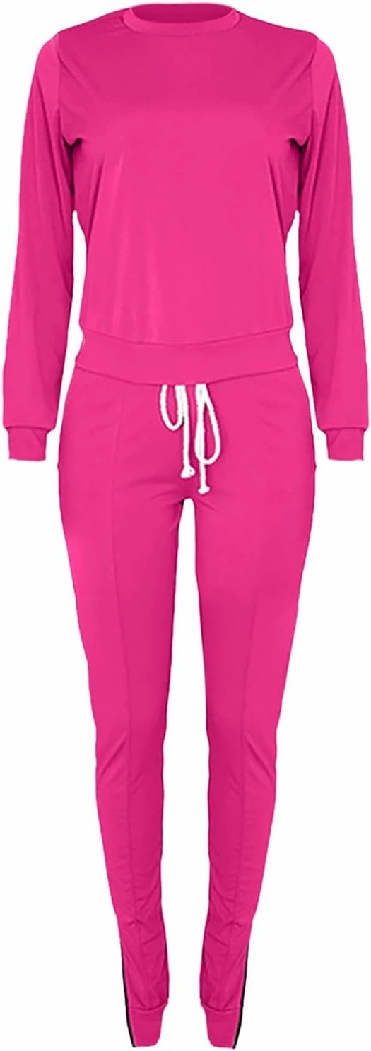 Stessotudo Women’s Two Piece Outfits Casual Solid Jogger Pant Sets with Pocket Long Sleeve Sweatshirt Trendy Comfy Loungewear