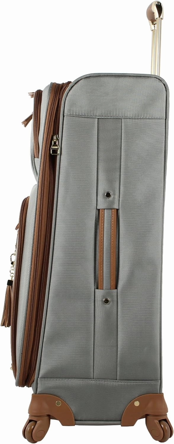 Steve Madden Designer Luggage Collection - 3 Piece Softside Expandable Lightweight Spinner Suitcase Set - Travel Set includes 20 Inch Carry on, 24 Inch & 28-Inch Checked Suitcases (Harlo Gray)