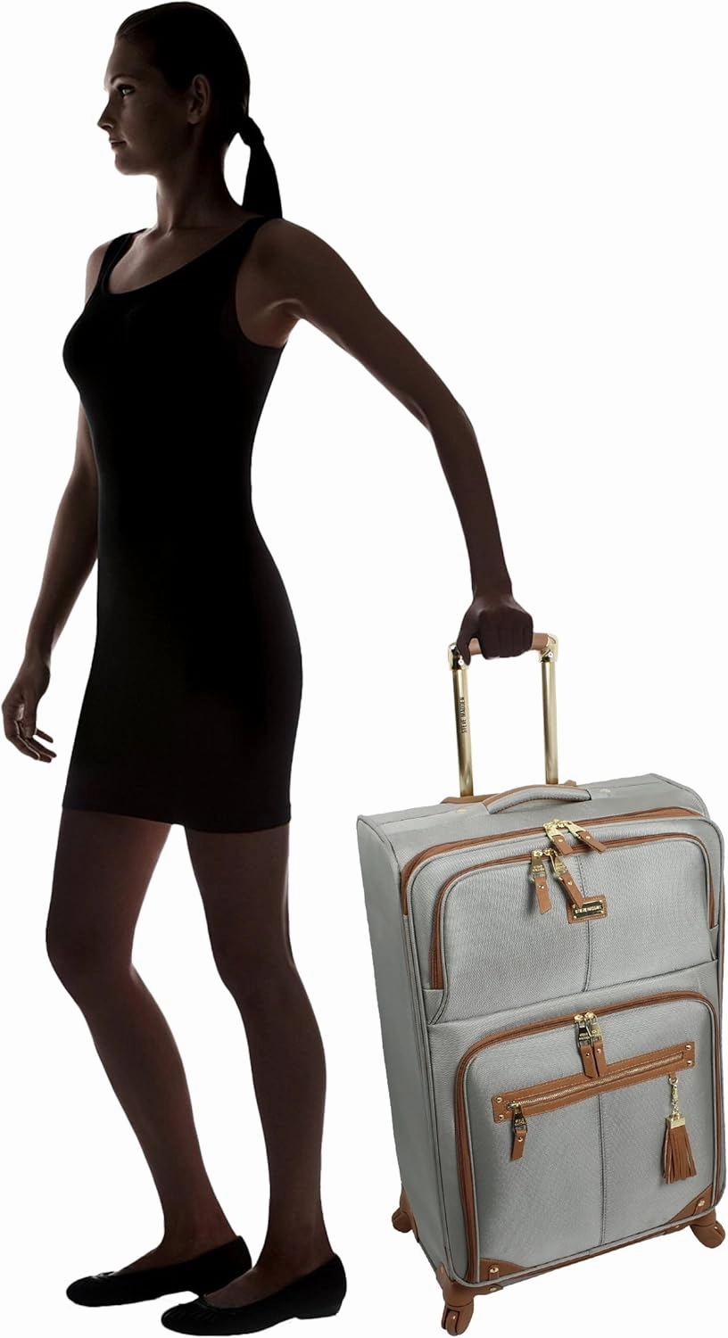 Steve Madden Designer Luggage Collection - 3 Piece Softside Expandable Lightweight Spinner Suitcase Set - Travel Set includes 20 Inch Carry on, 24 Inch & 28-Inch Checked Suitcases (Harlo Gray)