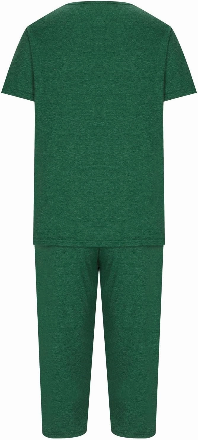 Summer Two Piece Sets For Women Casual Tee Shirts Wide Leg Capri Pants Matching Sets Outfits Comfy Soft Sweatsuit Set