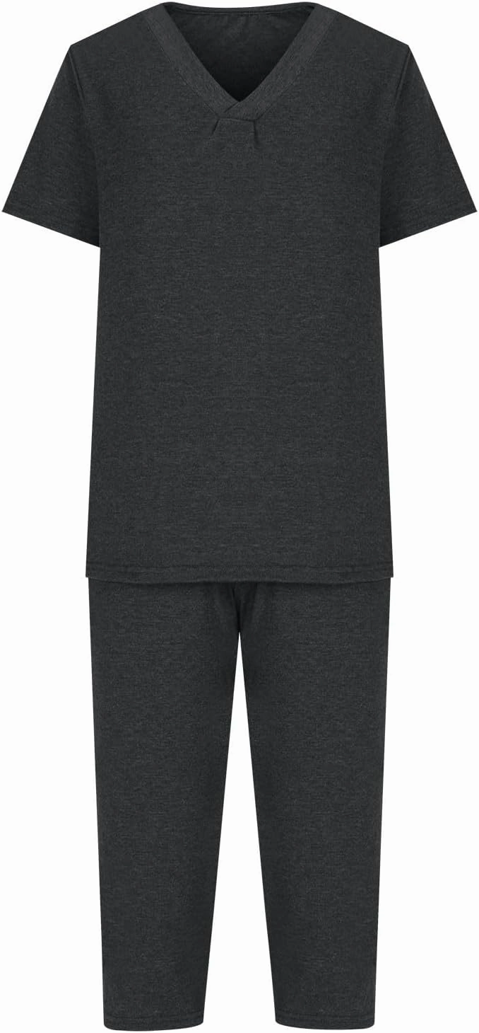 Summer Two Piece Sets For Women Casual Tee Shirts Wide Leg Capri Pants Matching Sets Outfits Comfy Soft Sweatsuit Set