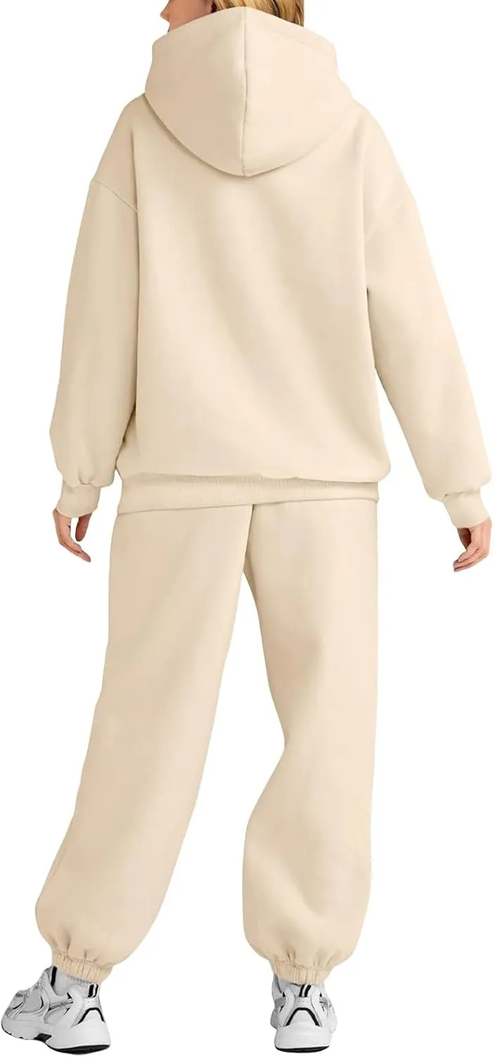 Sweat Suits for Womens 2 Piece 2025 Long Sleeve Hooded Sweatshirt and Jogging Pants Outfits Lounge Sets Fall Clothing