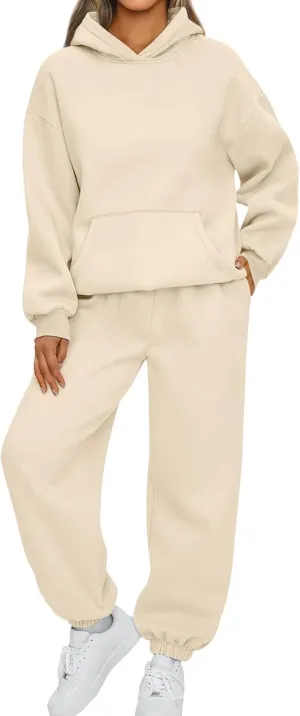 Sweat Suits for Womens 2 Piece 2025 Long Sleeve Hooded Sweatshirt and Jogging Pants Outfits Lounge Sets Fall Clothing